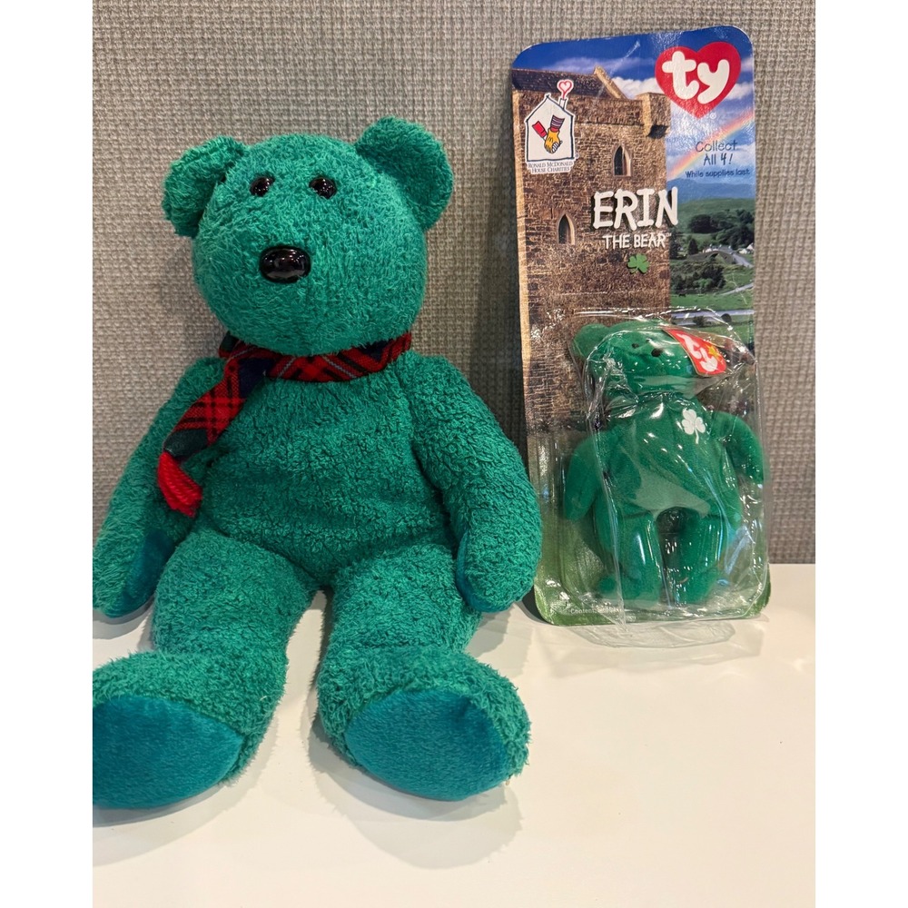 Ty‎ Beanie Buddy Erin the Bear 14" Plush with 1999 McDonald's Teenie Beanie Baby